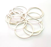 10 Silver Circle Connector Antique Silver Plated Brass (30 mm)  G14327