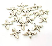20 Bee Charm Silver Charms Antique Silver Plated Metal (17x12mm) G14336