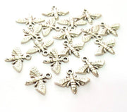 20 Bee Charm Silver Charms Antique Silver Plated Metal (17x12mm) G14336
