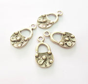 4 Lock Charm Silver Charms Antique Silver Plated Metal (30x15mm) G14342