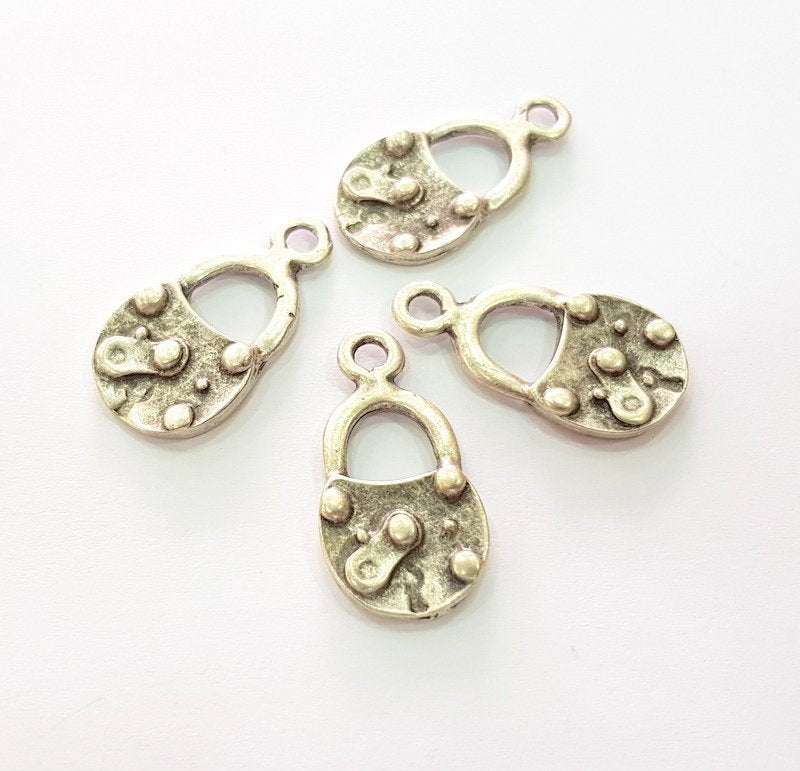 4 Lock Charm Silver Charms Antique Silver Plated Metal (30x15mm) G14342