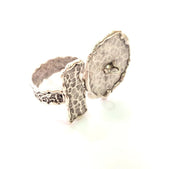 Silver Ring Setting Resin Ring Blank Cabochon Base inlay Mounting Adjustable Ring Base Bezel (23mm) Antique Silver Plated Brass G14350