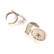 Silver Ring Setting Resin Ring Blank Cabochon Base inlay Mounting Adjustable Ring Base Bezel (23mm) Antique Silver Plated Brass G14350