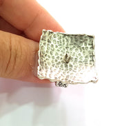 Silver Ring Setting Resin Ring Blank Cabochon Base inlay Mounting Adjustable Ring Base Bezel (29mm) Antique Silver Plated Brass G14353