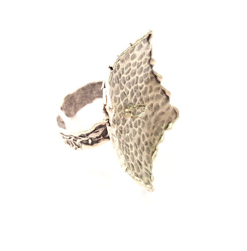 Silver Ring Setting Resin Ring Blank Cabochon Base inlay Mounting Adjustable Ring Base Bezel (29mm) Antique Silver Plated Brass G14353