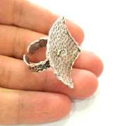 Silver Ring Setting Resin Ring Blank Cabochon Base inlay Mounting Adjustable Ring Base Bezel (29mm) Antique Silver Plated Brass G14353