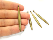 6 Feather Charm Antique Bronze Charm Antique Bronze Plated Metal  (54x5mm) G13840