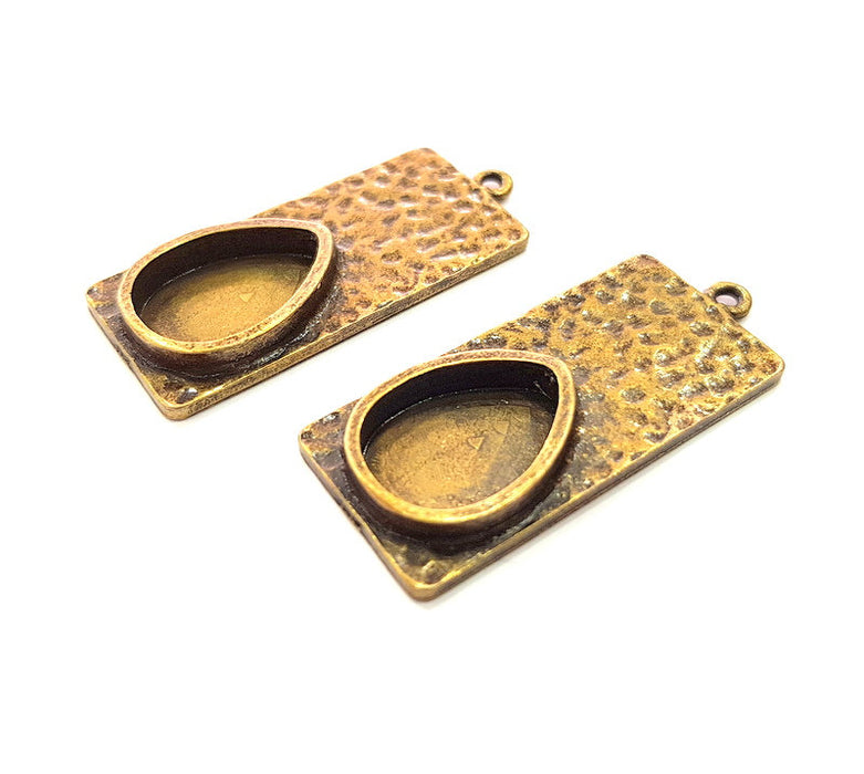 2 Antique Bronze Pendant Blank inlay Blank Mosaic Blank Resin Blank Bezel Base Setting Mountings Antique Bronze Plated(18x13mm blank) G13846