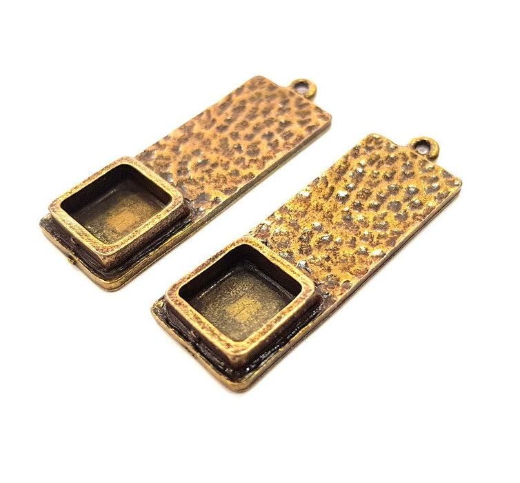 2 Antique Bronze Pendant Blank inlay Blank Mosaic Blank Resin Blank Bezel Base Setting Mountings Antique Bronze Plated(10x10mm blank) G13848