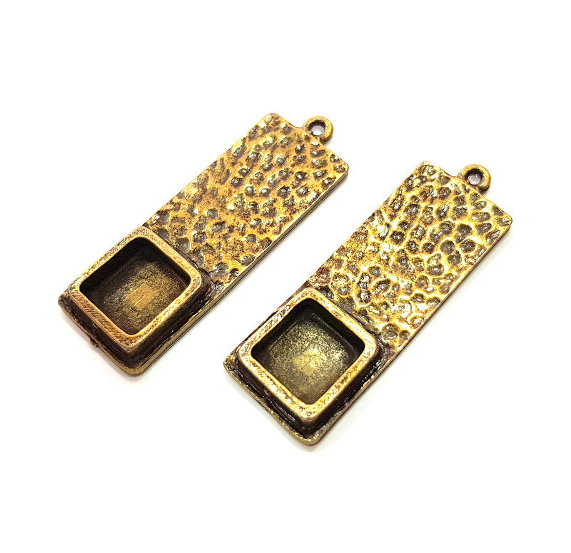 2 Antique Bronze Pendant Blank inlay Blank Mosaic Blank Resin Blank Bezel Base Setting Mountings Antique Bronze Plated(10x10mm blank) G13848
