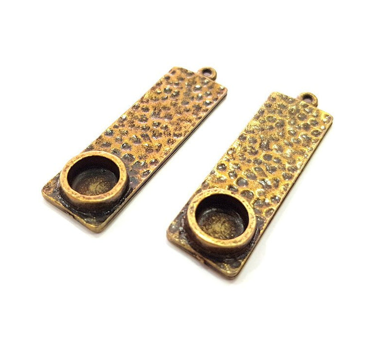 2 Antique Bronze Pendant Blank inlay Blank Mosaic Blank Resin Blank Bezel Base Setting Mountings Antique Bronze Plated(8mm blank) G14114