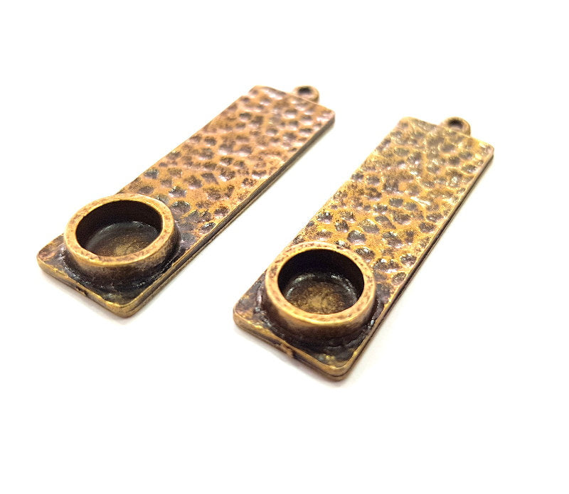 2 Antique Bronze Pendant Blank inlay Blank Mosaic Blank Resin Blank Bezel Base Setting Mountings Antique Bronze Plated(8mm blank) G14114