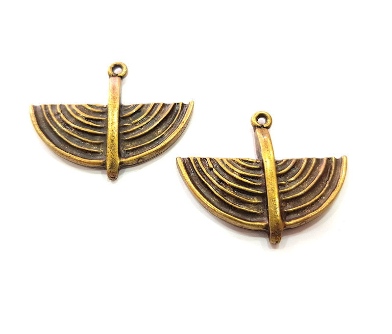 2  Antique Bronze Charm Antique Bronze Plated Metal  (40x33mm) G13853