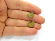 10 Heart Charm Antique Bronze Charm Antique Bronze Plated Metal  (14x12mm) G13854