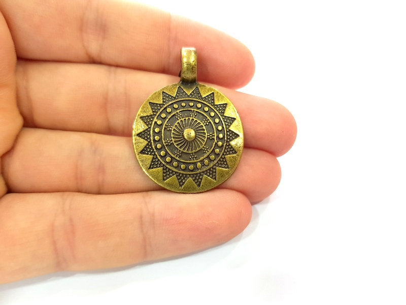 2 Antique Bronze Pendant Antique Bronze Plated Metal ( 28mm) G13866