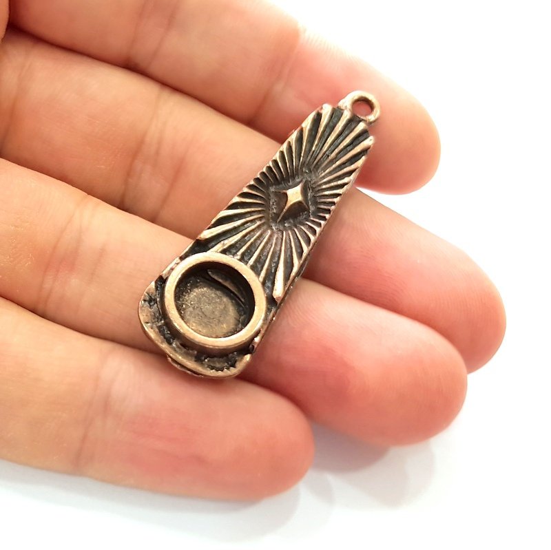 Copper Pendant Blank Mosaic Base inlay Blank Necklace Blank Resin Mountings Antique Copper Plated Metal ( 10 mm round blank) G14025
