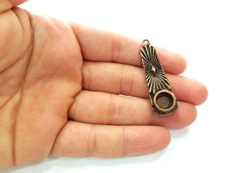 Copper Pendant Blank Mosaic Base inlay Blank Necklace Blank Resin Mountings Antique Copper Plated Metal ( 10 mm round blank) G14025