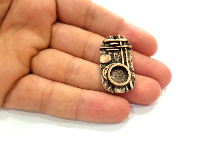Copper Pendant Blank Mosaic Base inlay Blank Necklace Blank Resin Mountings Antique Copper Plated Metal ( 10 mm round blank) G14026
