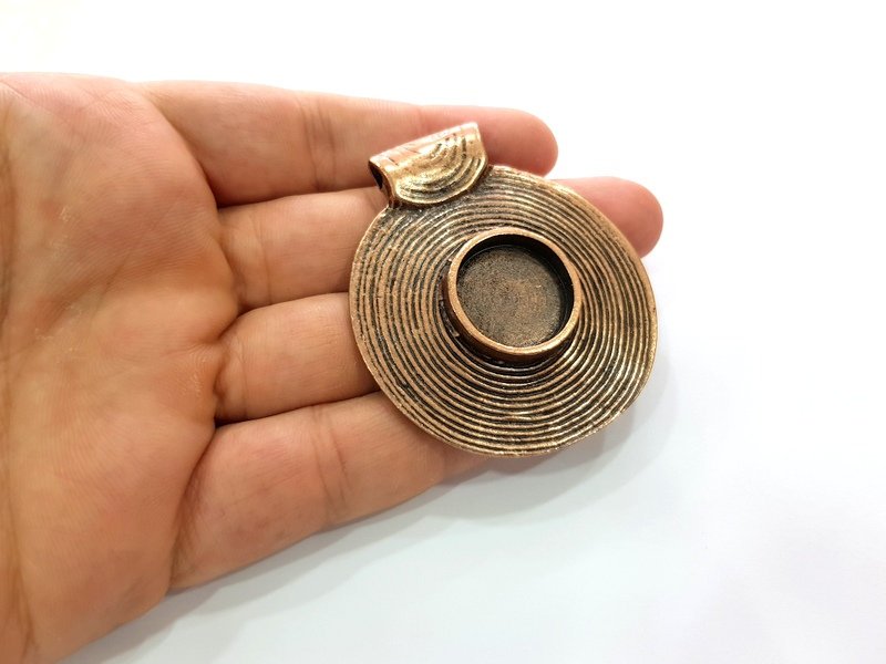 Copper Pendant Blank Mosaic Base inlay Blank Necklace Blank Resin Mountings Antique Copper Plated Metal ( 20 mm round blank) G14027