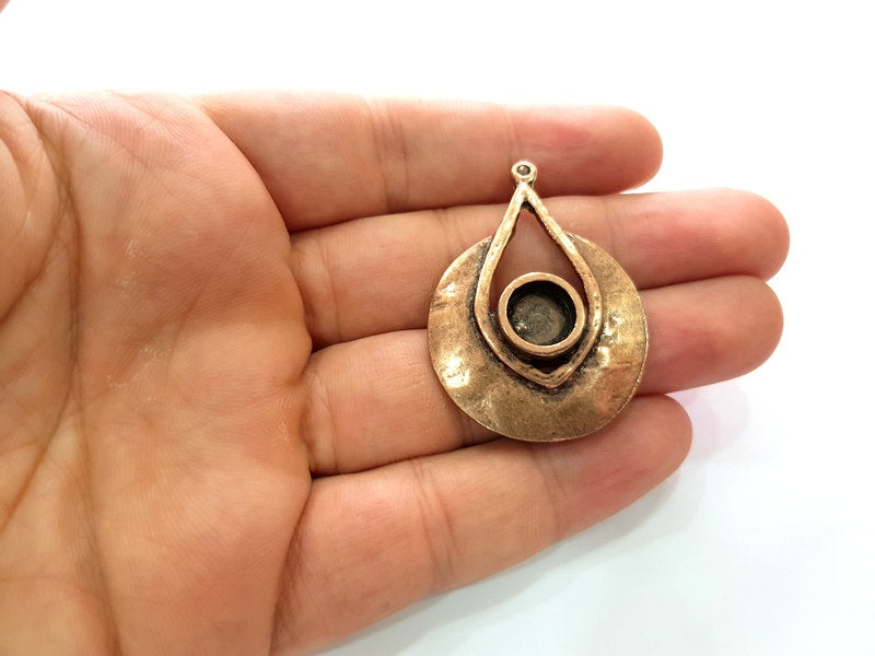Copper Pendant Blank Mosaic Base inlay Blank Necklace Blank Resin Mountings Antique Copper Plated Metal ( 10 mm round blank) G14029