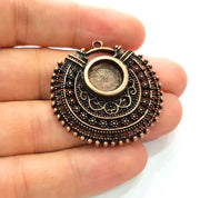 Copper Pendant Blank Mosaic Base inlay Blank Necklace Blank Resin Mountings Antique Copper Plated Metal ( 12 mm round blank) G15395
