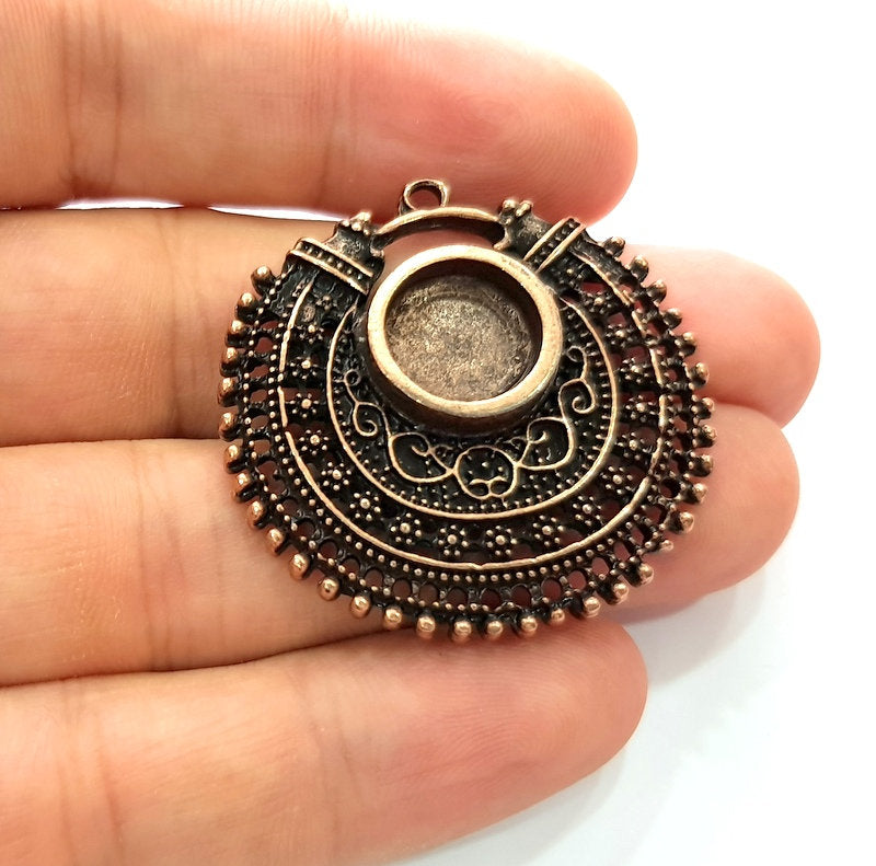 Copper Pendant Blank Mosaic Base inlay Blank Necklace Blank Resin Mountings Antique Copper Plated Metal ( 12 mm round blank) G15395
