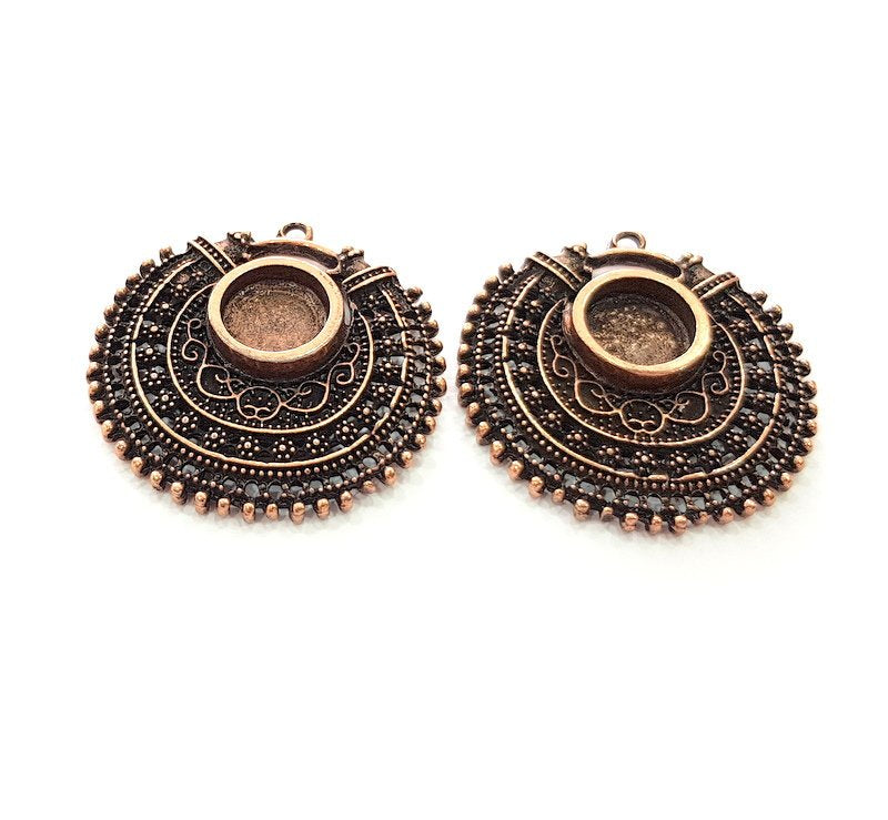 Copper Pendant Blank Mosaic Base inlay Blank Necklace Blank Resin Mountings Antique Copper Plated Metal ( 12 mm round blank) G15395