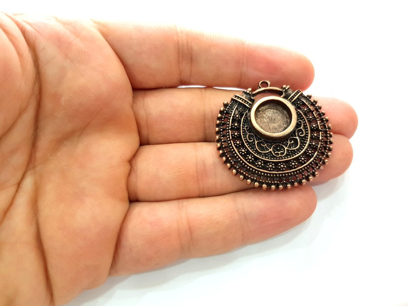 Copper Pendant Blank Mosaic Base inlay Blank Necklace Blank Resin Mountings Antique Copper Plated Metal ( 12 mm round blank) G15395