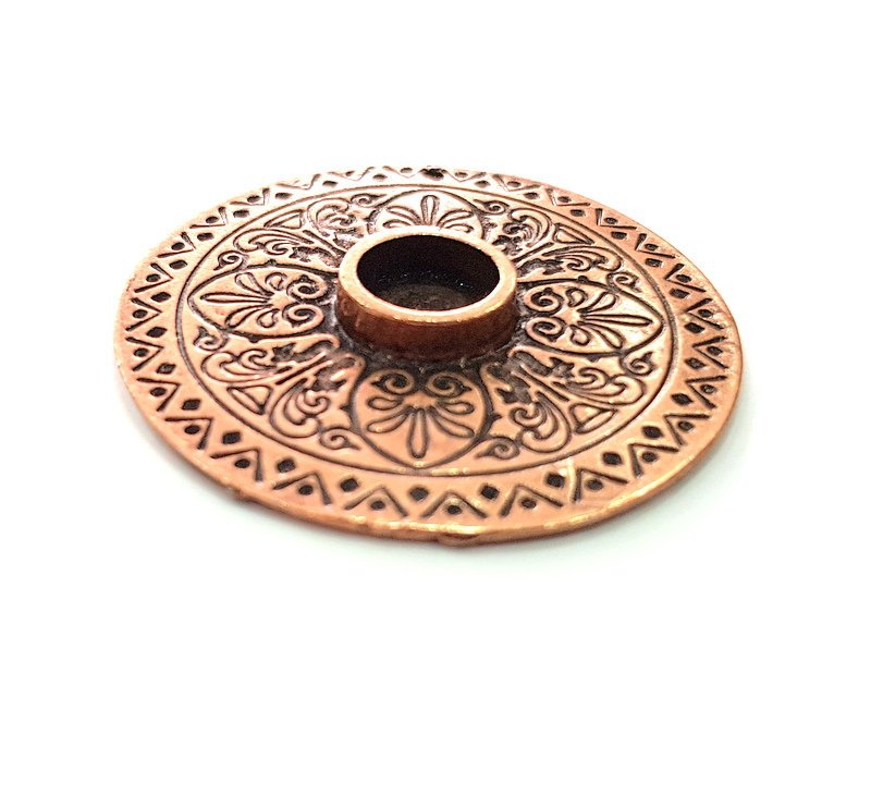 Copper Pendant Blank Mosaic Base inlay Blank Necklace Blank Resin Mountings Antique Copper Plated Metal ( 10 mm round blank) G14031