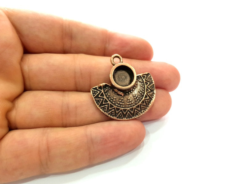 Copper Pendant Blank Mosaic Base inlay Blank Necklace Blank Resin Mountings Antique Copper Plated Metal ( 10 mm round blank) G14032