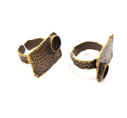 Antique Bronze Ring Blank Ring Setting inlay Blank Mosaic Bezel Base Cabochon Mountings (8mm Blank ) Antique Bronze Plated Brass G14034