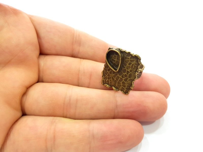 Antique Bronze Ring Blank Ring Setting inlay Blank Mosaic Bezel Base Cabochon Mountings (10x8mm Blank ) Antique Bronze Plated Brass G14035