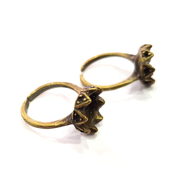 Antique Bronze Ring Blank Ring Setting inlay Blank Mosaic Bezel Base Cabochon Mountings (10mm Blank ) Antique Bronze Plated Brass G14038