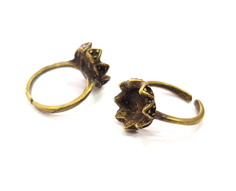 Antique Bronze Ring Blank Ring Setting inlay Blank Mosaic Bezel Base Cabochon Mountings (10mm Blank ) Antique Bronze Plated Brass G14038