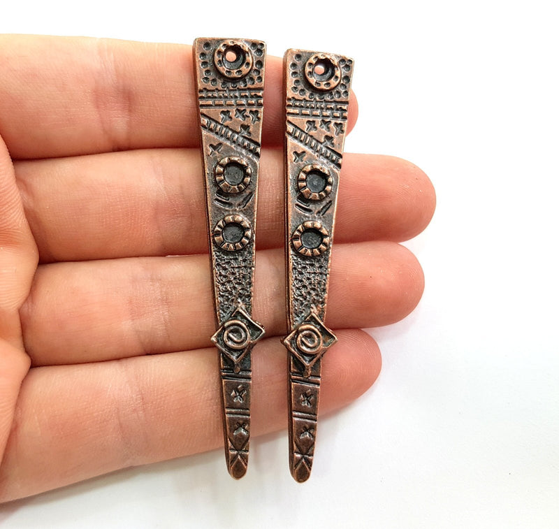 2 Copper Pendant Antique Copper Pendant Antique Copper Plated Metal (73x12mm) G14053