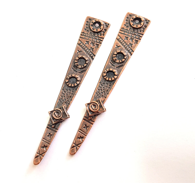 2 Copper Pendant Antique Copper Pendant Antique Copper Plated Metal (73x12mm) G14053