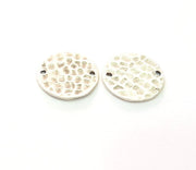 4 Silver Charms Round Stamp Charms 16mm Hammered Brass Tag Antique Silver Plated Brass  Charms   G14415