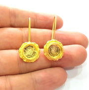 Earring Blank Base Settings Gold Resin Blank Cabochon Bases inlay Blank Mountings Matte Gold Plated Brass (10mm blank ) 1 Set  G14418