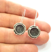 Earring Blank Base Settings Silver Resin Blank Cabochon Base inlay Blank Mountings Antique Silver Plated Brass (10mm blank) 1 Set  G14419