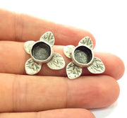Earring Blank Base Settings Silver Resin Blank Cabochon Base inlay Blank Mountings Antique Silver Plated Brass (10mm blank) 1 Set  G14420
