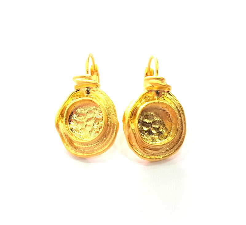 Earring Blank Base Settings Gold Resin Blank Cabochon Bases inlay Blank Mountings Matte Gold Plated Brass (10mm blank ) 1 Set  G14421