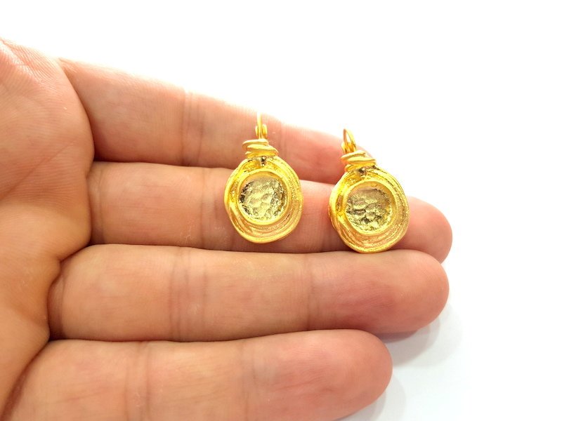 Earring Blank Base Settings Gold Resin Blank Cabochon Bases inlay Blank Mountings Matte Gold Plated Brass (10mm blank ) 1 Set  G14421