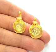 Earring Blank Base Settings Gold Resin Blank Cabochon Bases inlay Blank Mountings Matte Gold Plated Brass (10mm blank ) 1 Set  G14421