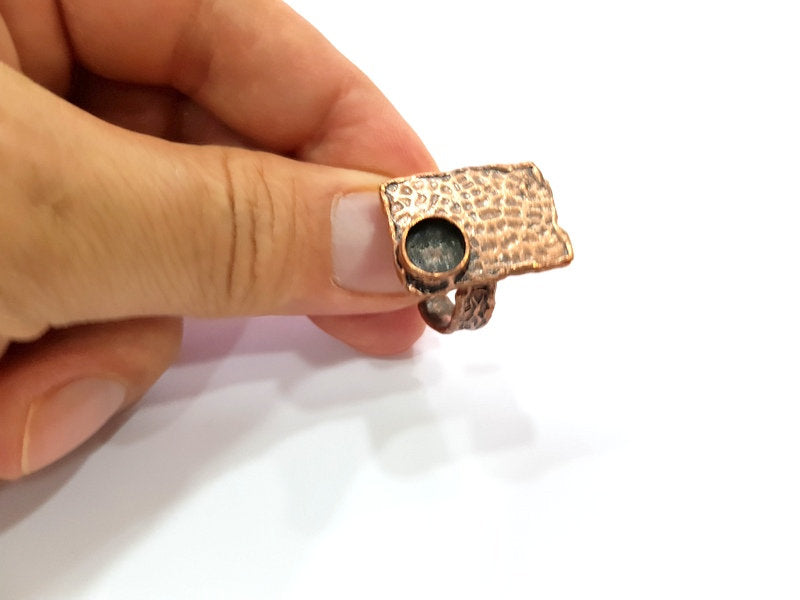 Copper Ring Settings inlay Ring Blank Mosaic Ring Bezel Base Cabochon Mountings ( 8 mm blank) Antique Copper Plated Brass G14077