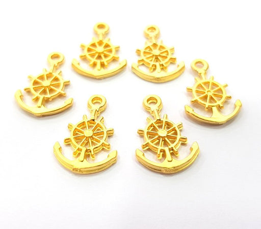 5 Anchor Charm Gold Charms Gold Plated Metal (20x13mm)  G14082