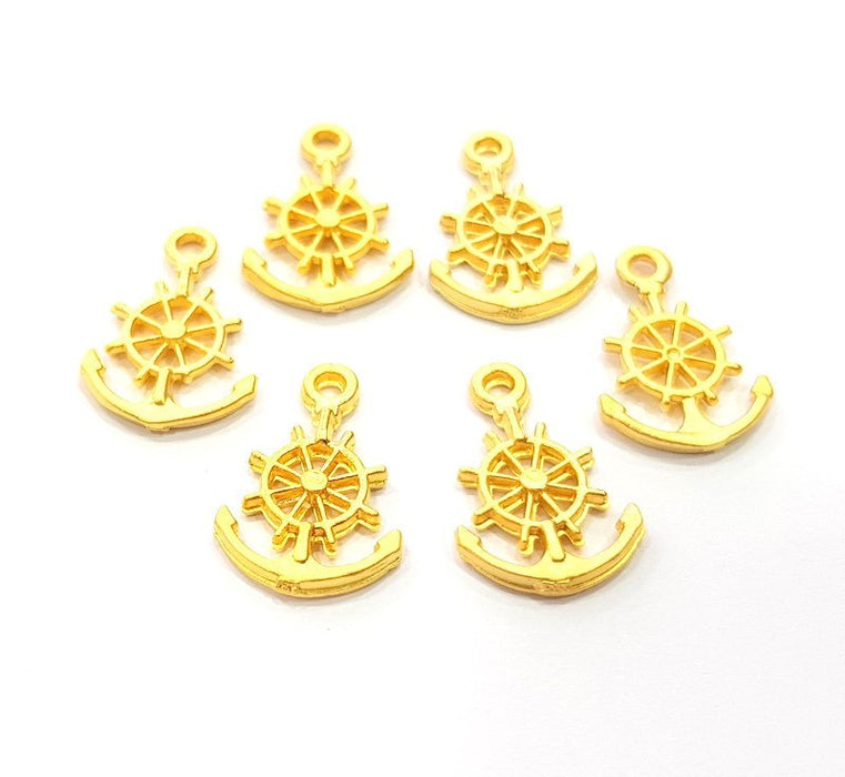 5 Anchor Charm Gold Charms Gold Plated Metal (20x13mm)  G14082