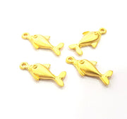 10 Fish Charm Gold Charms Gold Plated Metal (22x10mm)  G14084