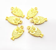 5 Owl Charm Gold Charms Gold Plated Metal (20x10mm)  G14086