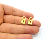 5 Lock Charm Gold Charms Gold Plated Metal (15x9mm)  G14087