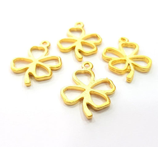 4 Clover Charm Gold Charms Gold Plated Metal (24x19mm)  G14090